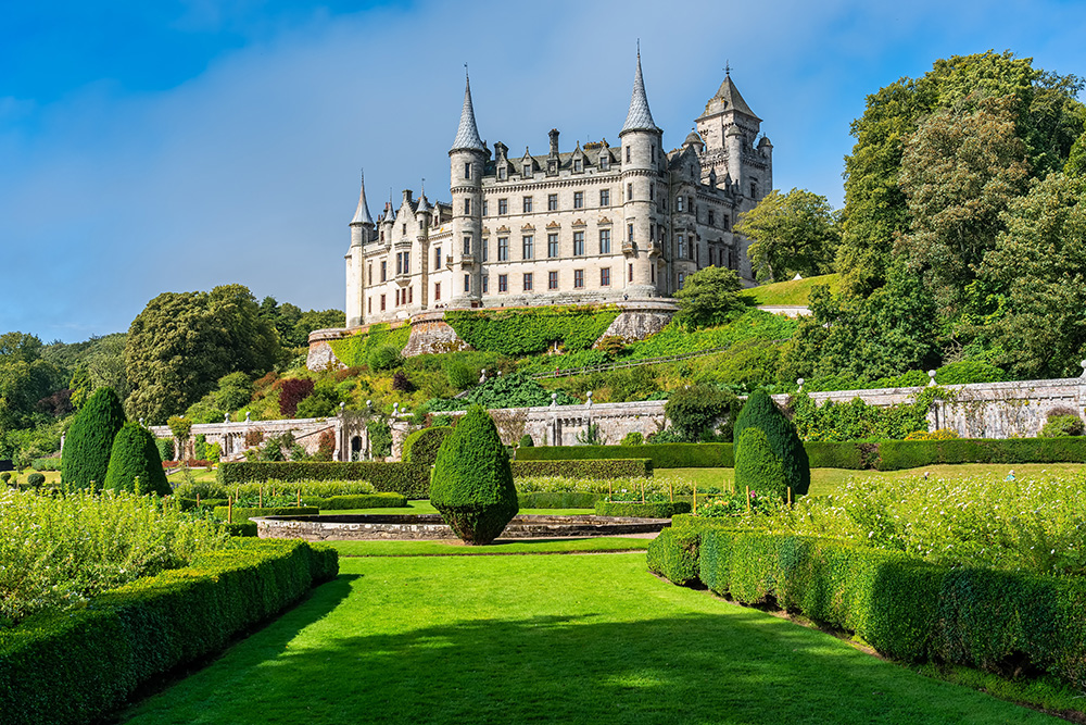 Castle overlooking gardens